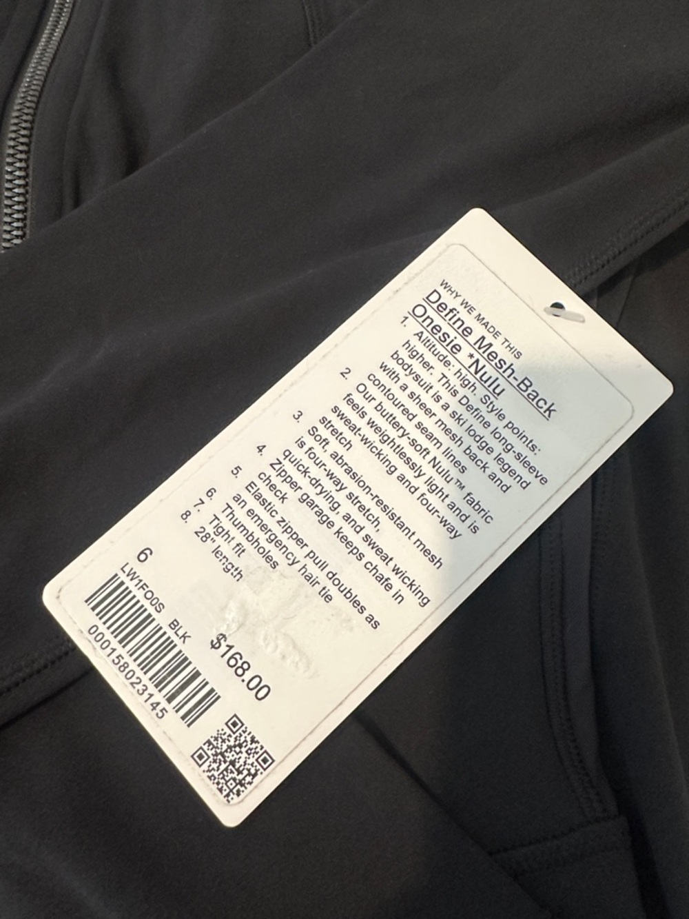 NWT Lululemon Define Mesh-Back Onesie Nulu Size 6 color black - Picture 2 of 13